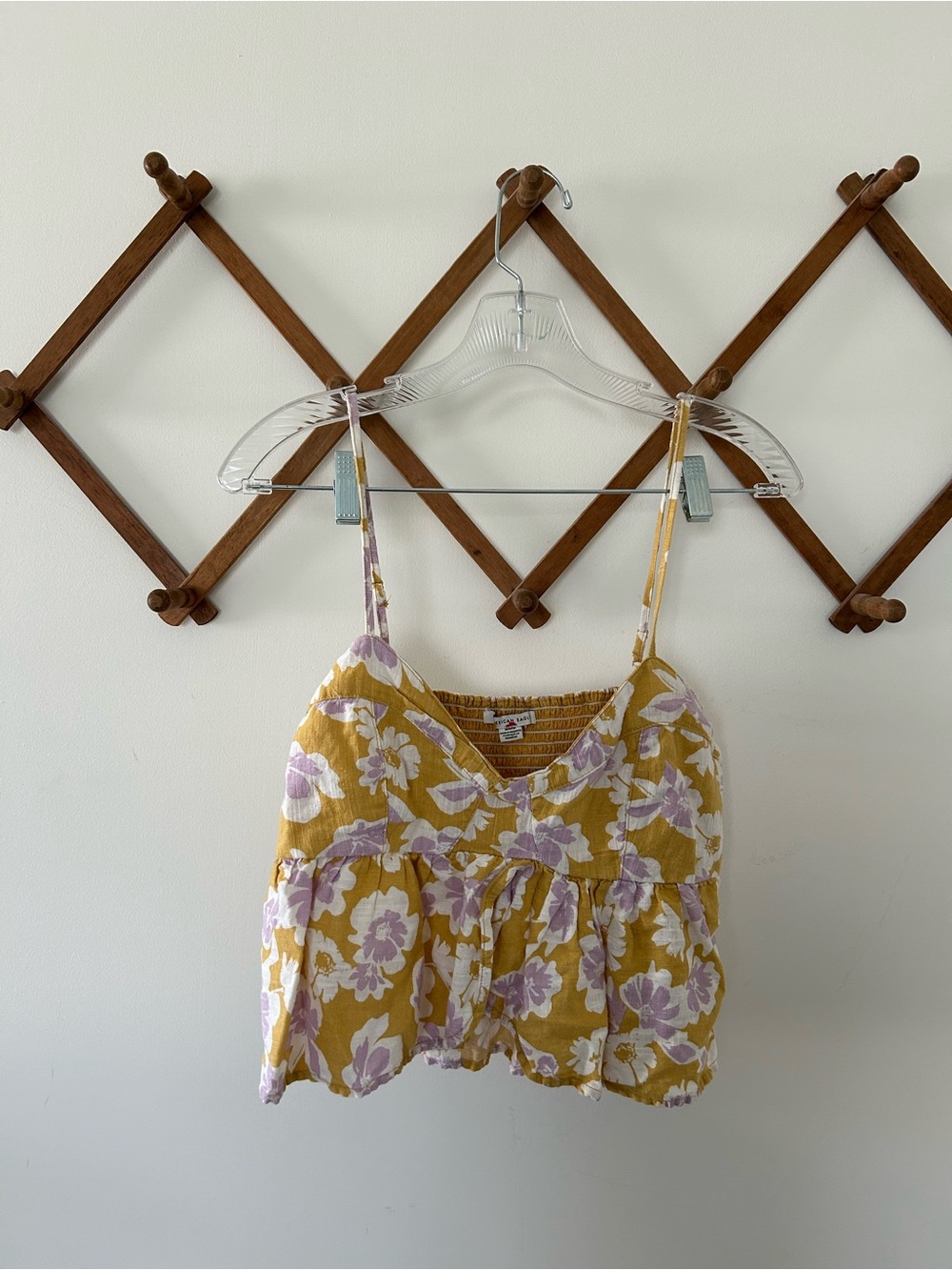 American Eagle Outfitters Yellow Floral Spaghetti Strap Camisole